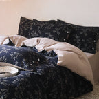 Duvet Cover Set Reversible Floral Linen-Cotton Button Closures