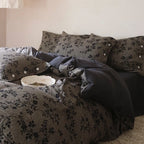 Duvet Cover Set Reversible Floral Linen-Cotton Button Closures