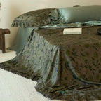 Duvet Cover Set Reversible Floral Stripe Cotton Blend 4-Piece