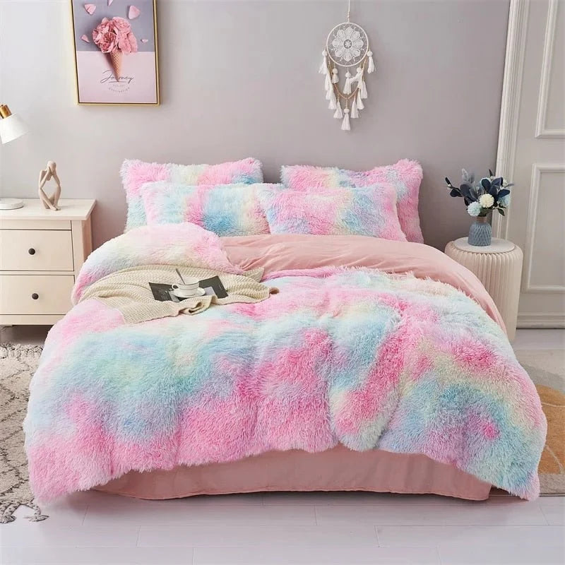 Duvet Cover Set Reversible Plush Velvet With Pillowcase
