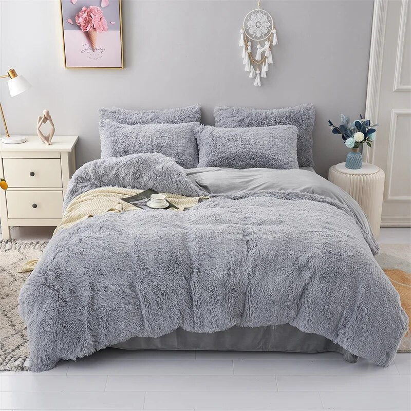 Duvet Cover Set Reversible Plush Velvet With Pillowcase