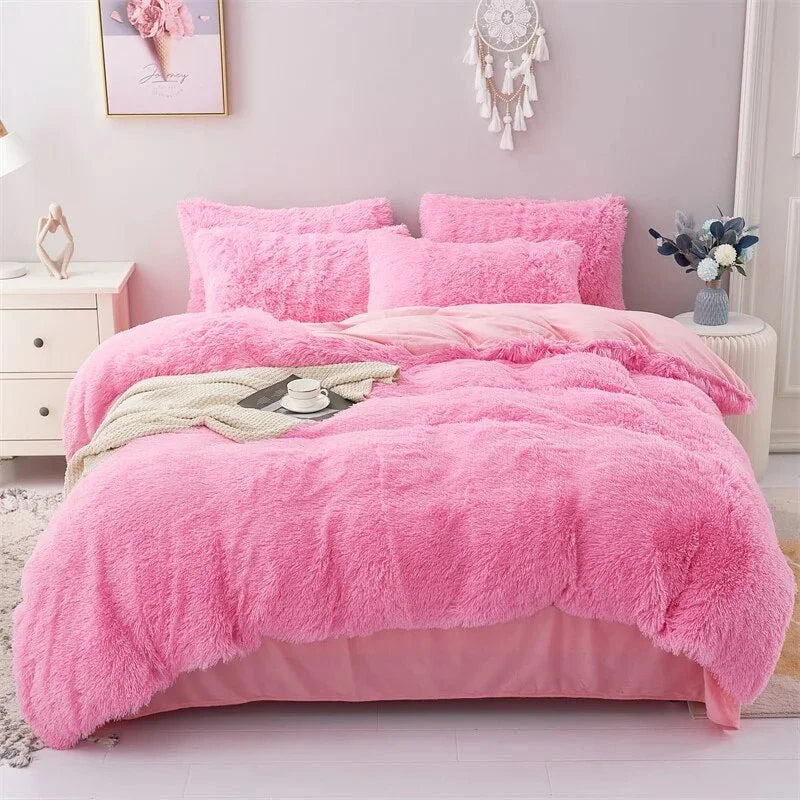 Duvet Cover Set Reversible Plush Velvet With Pillowcase