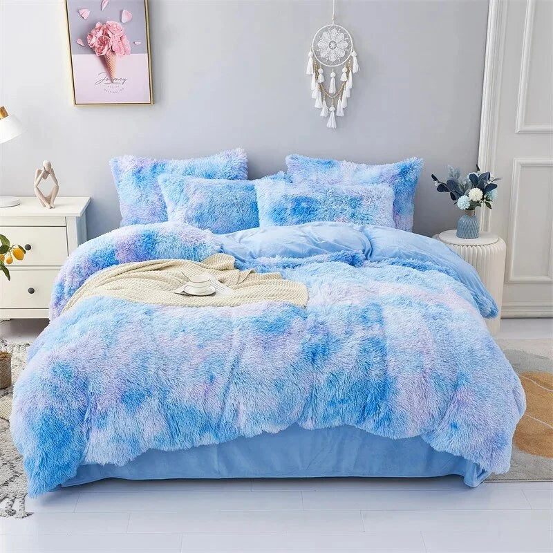 Duvet Cover Set Reversible Plush Velvet With Pillowcase
