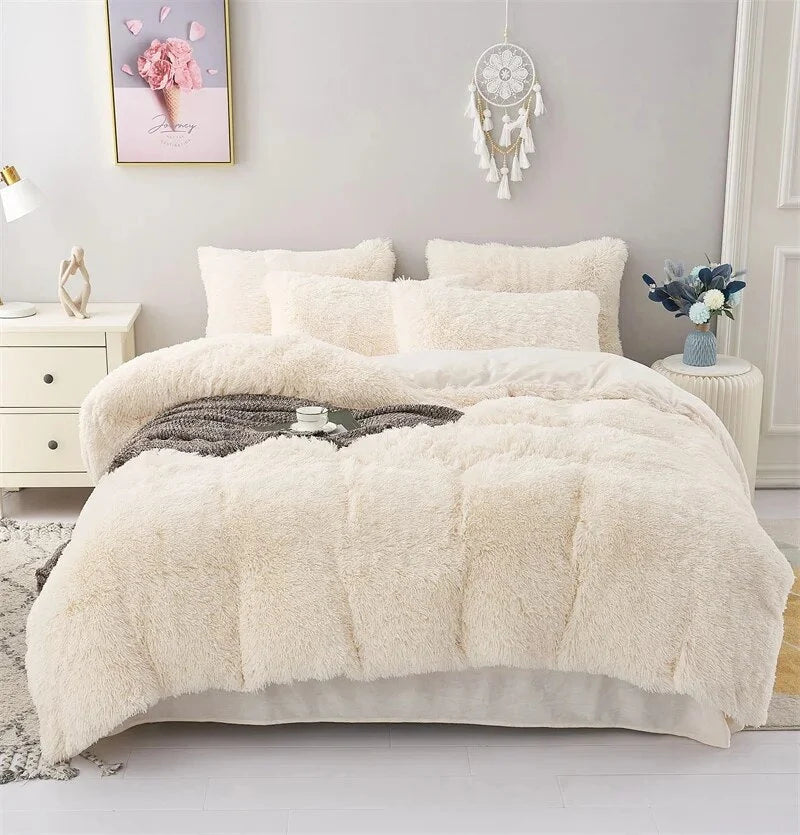 Duvet Cover Set Reversible Plush Velvet With Pillowcase