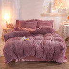 Duvet Cover Set Reversible Shaggy Fleece With Pillowcases