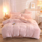 Duvet Cover Set Reversible Shaggy Fleece With Pillowcases