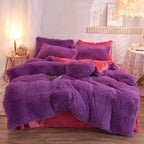 Duvet Cover Set Reversible Shaggy Fleece With Pillowcases