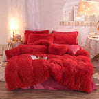 Duvet Cover Set Reversible Shaggy Fleece With Pillowcases