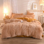 Duvet Cover Set Reversible Shaggy Fleece With Pillowcases
