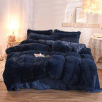 Duvet Cover Set Reversible Shaggy Fleece With Pillowcases