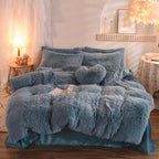 Duvet Cover Set Reversible Shaggy Fleece With Pillowcases