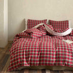 Duvet Cover Set Reversible Vichy Check & Solid Cotton Percale
