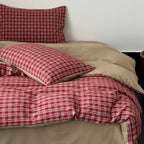 Duvet Cover Set Reversible Vichy Check & Solid Cotton Percale