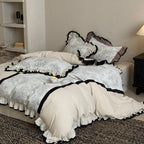Duvet Cover Set Ruffled Vintage Toile 4-Piece