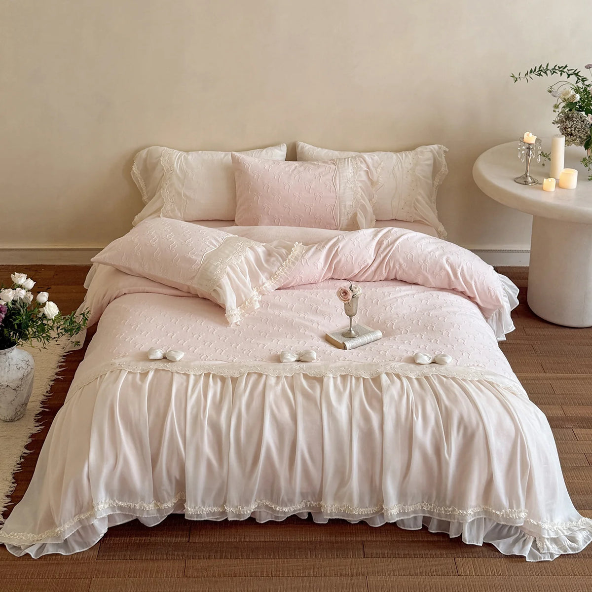 Duvet Cover Set Ruffles & Lace Breathable Blend