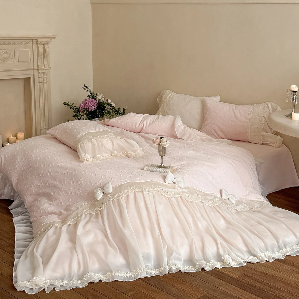 Duvet Cover Set Ruffles & Lace Breathable Blend