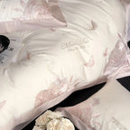 Duvet Cover Set Satin Embroidered Rose & Butterfly