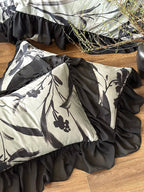 Duvet Cover Set Satin-Feel Floral Chiffon Ruffle 4-Piece