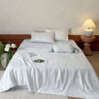 Duvet Cover Set Satin Floral Embroidery & Hidden Zipper