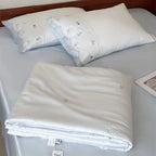 Duvet Cover Set Satin Floral Embroidery & Hidden Zipper