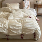 Duvet Cover Set Satin Gathered Tassel Trim