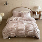 Duvet Cover Set Satin Gathered Tassel Trim
