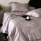 Duvet Cover Set Satin Jacquard Tone-On-Tone Damask Concealed Zipper