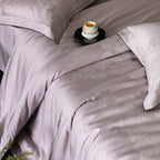 Duvet Cover Set Satin Jacquard Tone-On-Tone Damask Concealed Zipper