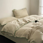 Duvet Cover Set Satin Microfiber Fine Piping Machine Washable