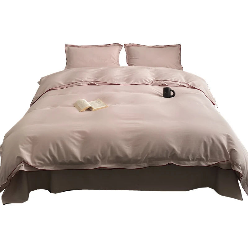 Duvet Cover Set Satin Microfiber Fine Piping Machine Washable