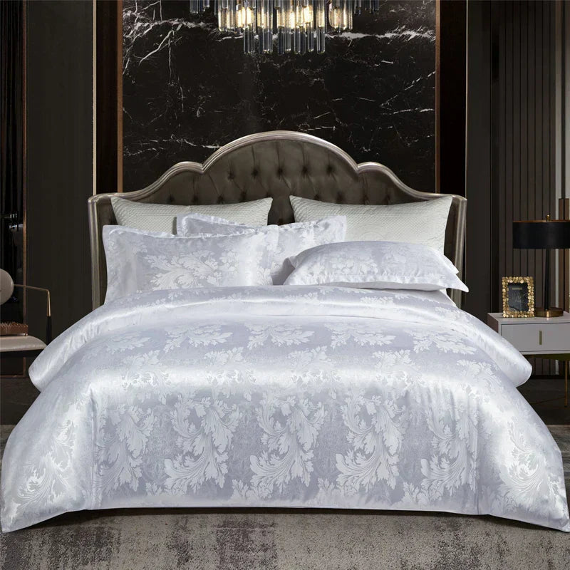 Duvet Cover Set Satin Rayon Jacquard Includes Pillowcases
