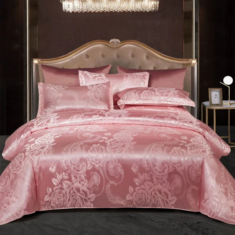 Duvet Cover Set Satin Rayon Jacquard Includes Pillowcases