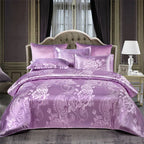 Duvet Cover Set Satin Rayon Jacquard Includes Pillowcases