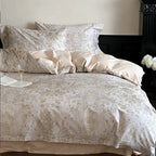 Duvet Cover Set Satin Rose Print Button Placket