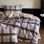 Duvet Cover Set Satin Rose Print Button Placket
