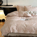 Duvet Cover Set Satin Rose Print Button Placket
