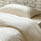 Duvet Cover Set Satin Tone-On-Tone Floral Jacquard 4-Piece