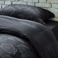 Duvet Cover Set Satin Tone-On-Tone Floral Jacquard 4-Piece