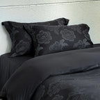 Duvet Cover Set Satin Tone-On-Tone Floral Jacquard 4-Piece