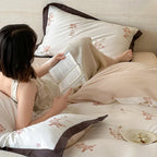 Duvet Cover Set Silky Satin Embroidered 4-Piece