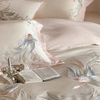 Duvet Cover Set Silky Satin Embroidered Four Piece