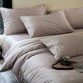 Duvet Cover Set Silky Satin Floral Embroidery 4-Piece