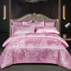 Duvet Cover Set Silky Satin Jacquard Floral
