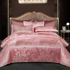 Duvet Cover Set Silky Satin Jacquard Floral