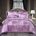 Duvet Cover Set Silky Satin Jacquard Floral
