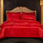 Duvet Cover Set Silky Satin Jacquard Floral