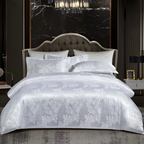 Duvet Cover Set Silky Satin Jacquard Floral