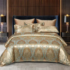 Duvet Cover Set Silky Satin Jacquard Includes 2 Pillowcases