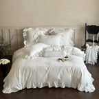 Duvet Cover Set Silky Satin & Lace Trim