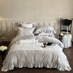 Duvet Cover Set Silky Satin & Lace Trim